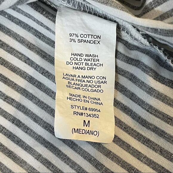 Ambiance Black & White Striped Strapless Off The Shoulder Blouse Short Sleeve M - Picture 3 of 10